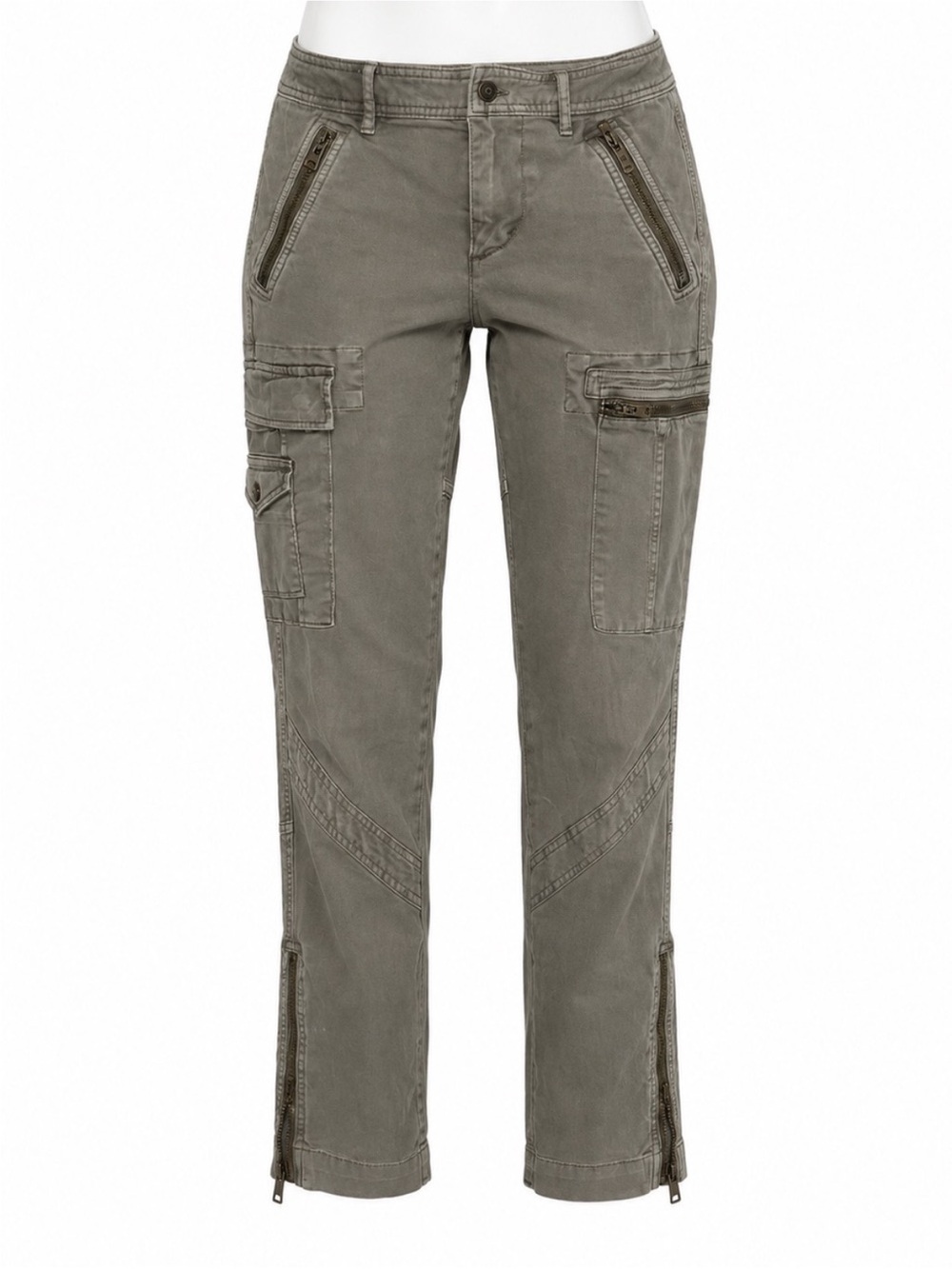 Size 8 Vintage Polo Ralph Lauren Women’s Cargo Utility Pants Gray Zip‎ Pocket